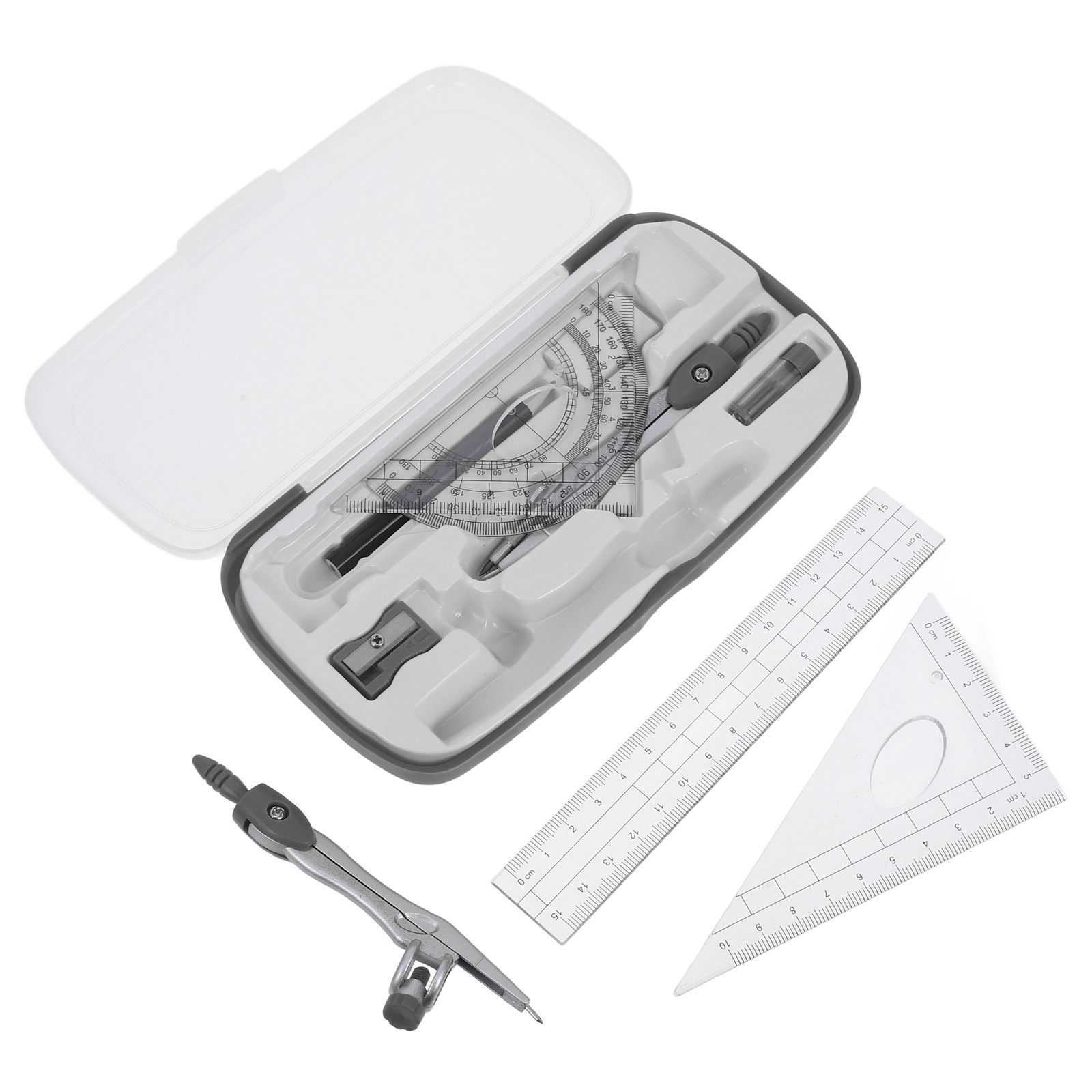 1SET Geometry Protractor Ruler - Compass Geometry Set 评论和价格