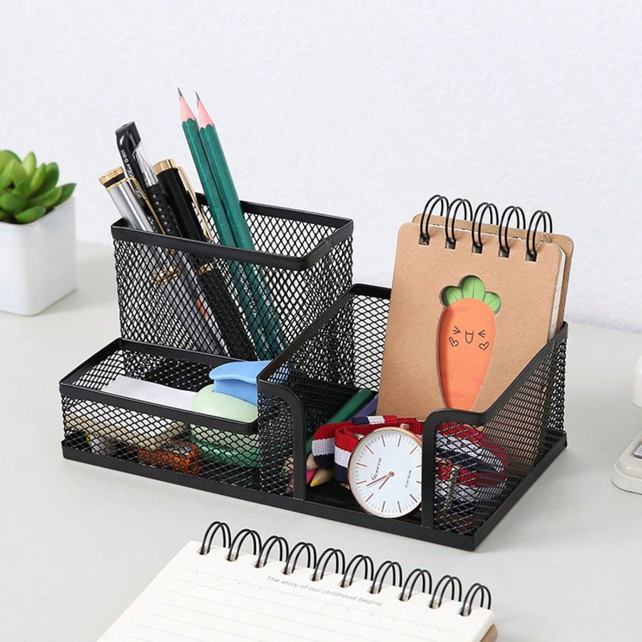 Black Metal Mesh Desktop Organ - Office Supply Office Stationery Items 评论和价格